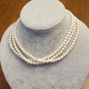 Lovely three strand costume pearl choker